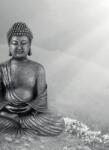 Dovido Fotótapéta egy fekete-fehér Buddha szobor meditáló helyzetben - 196x270