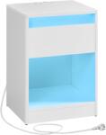 VASAGLE Noptiera VASAGLE cu iluminare LED reglabila, 2 sertare si raft, alb (EZ-LET618T15)