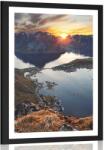 Dovido Poszter paszpartuval lenyűgöző hegyi panoráma naplementével. - 30x45 silver