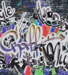 Dovido Tapéta trendi lila graffiti fal - 245x270