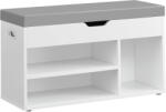 VASAGLE Pantofar cu banca VASAGLE, 3 compartimente, sezut tapitat, alb (EZ-LHS030W01) Pantofar