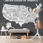 Dovido Öntapadó tapéta az USA oktatási térképe fekete háttéren - 539x363