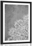 Dovido Poszter paszportuval fekete-fehér virágos Mandala elemei - 60x90 black