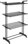 Songmics Uscator de rufe pliabil SONGMICS cu roti, 4 niveluri, 128x64x173 cm, negru (EZ-LLR701B01)