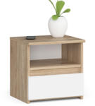 Akord Furniture Factory Noptiera cu 1 sertar si raft, stejar sonoma/alb, 40x35x40 cm (AK-52852389)