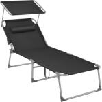 SONGMICS Sezlong pliabil Songmics cu parasolar, tetiera si 4 pozitii, negru (EZ-GCB22BK)