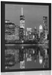 Dovido Poszter bájos Manhattan tükröződik a vízben fekete fehérben - 40x60 white