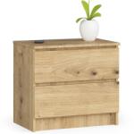 Akord Furniture Factory Noptiera cu 2 sertare din PAL laminat, 60x40x55 cm, stejar artisan (AK-52852983)