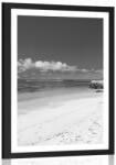 Dovido Poszter paszportuval Anse Source strand fekete-fehérben - 20x30 black