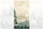 Dovido Öntapadó tapéta zöld erdei sziluettek ködben - 147x270