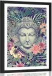 Dovido Poszter paszportuval Buddha exotikus háttéren - 40x60 black