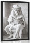 Dovido Poszter fehér oroszlán újsággal a WC-n. - 30x45 silver