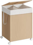 Songmics Cos de rufe SONGMICS 100L cu 2 compartimente, roti si capac, bej natur (EZ-LCB601N01)
