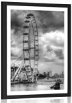 Dovido Poszter paszportuval egyedülálló London és a Temze fekete fehérben - 40x60 black