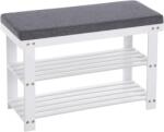 SONGMICS Banca pentru pantofi din bambus cu perna, 2 rafturi, alb/gri, 71 cm (EZ-LBS604W01) Pantofar