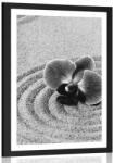 Dovido Poszter homokos Zen kert orchideával fekete fehérben - 30x45 white