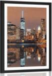 Dovido Poszter paszpartuval: Manhattan tükröződése a vízben. - 20x30 black