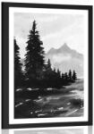 Dovido Poszter paszportuval művészi táj fekete fehérben - 30x45 white
