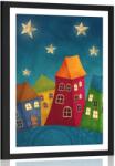Dovido Poszter paszportuval félhold a város felett - 30x45 black