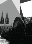 Dovido Öntapadó tapéta Köln város fekete-fehér illusztrációja - 196x270