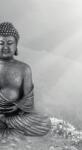 Dovido Fotótapéta egy fekete-fehér Buddha szobor meditáló helyzetben - 147x270