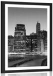 Dovido Poszter paszpartuval, fekete-fehér éjszakai New York. - 20x30 silver