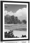 Dovido poszter gyönyörű strand La Digue szigetén fekete-fehérben - 40x60 black