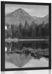 Dovido Poszter gyönyörű panoráma a hegyekre a tó mellett fekete-fehérben - 40x60 black