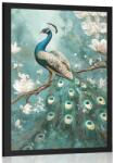 Dovido Poszter páva virágok közt - 60x90 black