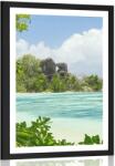 Dovido Poszter paszpartuval: gyönyörű tengerpart La Digue szigetén. - 20x30 white