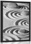 Dovido Poszter Zen kövek Zen homokos körökben fekete fehérben - 60x90 silver