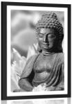 Dovido Poszter paszportuval békés Buddha fekete-fehérben - 20x30 no frame