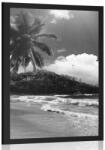 Dovido Poszter strand a Seychelle-szigetek fekete-fehérben - 30x45 black