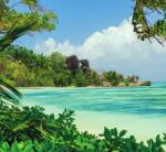 Dovido Öntapadó fotótapéta gyönyörű strand a szigetenLa Digue - 294x270