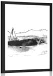 Dovido Poszter paszportuval jacht a tengeren fekete-fehérben - 30x45 silver