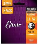 Elixir 16544 Nanoweb foszfor-bronz akusztikus gitárhúr készlet 3db, 011-052
