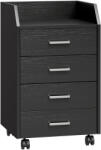 Vinsetto comodă birou, comodă birou cu roți, comodă documente, comodă pe roți, comodă cu sertare, mobilier birou | Aosom Romania (924-036V00BK) Comoda