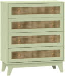 HOMCOM Comodă 4 sertare mobilier de depozitare cannage din ratan aspect lemn deschis 80 x 35 x 95 cm verde | Aosom Romania (831-602V00GN) Comoda
