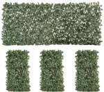 Outsunny Set de 4 garduri vii artificiale din iederă extensibile, panou paravan cu frunze din poliester şi ratan, 200 x 100 cm, Verde | Aosom Romania (844-475)