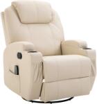 HOMCOM Fotoliu Relax HOMCOM pentru masaj cu 8 puncte, 5 modalitati si 2 intensitati, inclinabil si rotativ, 84x92x109cm, Crem | Aosom RO (700-029V03CW)