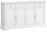 HOMCOM Bufet de living, mobilier de depozitare cu 3 sertare, 4 uși cu închidere silențioasă și etajere reglabile, alb | Aosom Romania (83B-776V00WT) Bufet