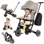 Kidizi Tricicleta pliabila multifunctionala 5 in 1 copii Kidizi Neo Sand cu sezut rotativ 180°, spatar reglabil, control parental, copertina si functie bicicleta de balans, 10 luni - 4 ani, model compact (59