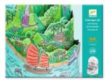DJECO Planse de colorat si asamblat Peisaj insular stratificat, Djeco (DJ08744)