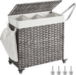 Songmics Cos de rufe SONGMICS 140L cu 3 compartimente, capac si roti, gri (EZ-LCB363G01)