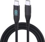 Nejlon USB-C / USB-C kijelzőkábellel 1m 100W - fekete (6628003596A)