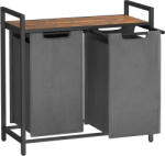 Vasagle Cos de rufe dublu VASAGLE 92L cu raft si saci detasabili, maro rustic (EZ-BLH201G01)