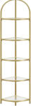 VASAGLE Raft de colt VASAGLE cu 5 rafturi din sticla securizata, auriu, 158 cm (EZ-LGT810A01) Biblioteca