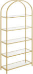 VASAGLE Raft decorativ Vasagle cu 5 etaje, sticla securizata si cadru auriu, 184 cm (EZ-LGT050A01) Biblioteca