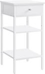 VASAGLE Noptiera VASAGLE alba cu sertar si 2 rafturi, design modern, 35x35x70 cm (EZ-LET502B14)