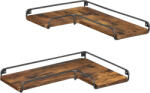 VASAGLE Set 2 rafturi de colt plutitoare VASAGLE, stil industrial, maro rustic (EZ-LLS831B01) Biblioteca